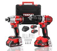 Kit hocs + Perceuse Visseuse Sans Fil TEENO, 20V 90/45 Nm, 2 Outils + 2 Batteries 2.0Ah, 20+3 Réglages de Couple, 25 Accessoires Professionnels