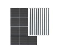 Kit Clôture 9 Panneaux Composite Plastique Gris 10 Lames à Emboîter 185 cm H x 1564cm L & 9 Poteaux en Aluminium à LED Solaires Texture de Bois Reversible PVC Brise-Vue Extérieur Jardin Mur d'Intimité