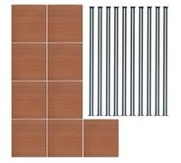 Kit Clôture 9 Panneaux Composite Plastique Marron 10 Lames à Emboîter 185 cm H x 1564cm L & 9 Poteaux en Aluminium à LED Solaires Texture de Bois Reversible Brise-Vue Extérieur Jardin Mur d'Intimité