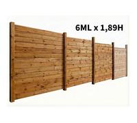 Kit clôture bois 6,00 m linéaires Hauteur 1,89 m Lames emboitable classe 4