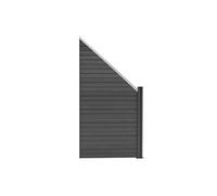 Kit Clôture Panneaux d'Extrémité Incliné en Bois Composite Gris 105 H x 95 cm L, Poteaux en Aluminium Lames à Emboîter Texture Bois Reversible PVC