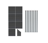 Kit Clôture Panneaux en Bois Composite Gris 7 Quadratique et 1 Incliné 185 H x 13,1 m L & 8 Poteaux en Aluminium à LED Solaires Lames à Emboîter