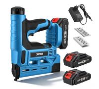 Kit cloueur à batterie 2-en-1 18GA avec 2x batteries 2,0 Ah, chargeur et 1000 clous + 1000 agrafes, profondeur de clouage réglable, lumière LED, cloueur électrique pour travaux sur bois et bricolage