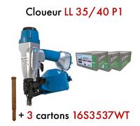 Kit Cloueur LignoLoc LL 35/40 P1 + 3 Cartons de 600 pointes en bois Lignoloc® 35 x 37 avec tête - KIT00771
