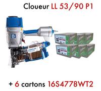 Kit Cloueur LignoLoc LL 53/90 P1 + 6 Carton de 1000 pointes LignoLoc T 47 x 78 bois annelé avec tête - KIT00760