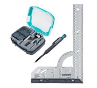 Kit Coffret de Montage de Charnière - wolfcraft - Diam. 35 mm, Équerre de Menuisier Multifonction 300 mm et Crayon - 8656000