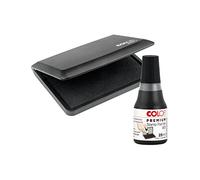 Kit COLOP Micro 2 Tampon encreur + Recharge encre | Noir | Tampon en feutre haut de gamme | Fournitures de bureau et bricolage | Encre indélébile et certifiée ISO