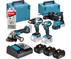 Kit combiné Makita DLX4196JX1 Ensemble d'outils LXT comprenant trois batteries 5,0 Ah, un chargeur rapide et un MAKPAC