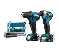 Kit combiné Makita perceuse et visseuse à chocs 12 V bleu/noir