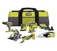 Kit combiné RYOBI 18 V ONE+ comprenant 10 outils, avec perceuse-visseuse à percussion, scie sauteuse et plus encore