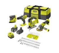 Kit combiné Ryobi R18CK4F-252S : ensemble d'outils sans fil 18 V comprenant 2 batteries et un chargeur