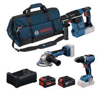Kit Combo 3 Outils Bosch GSR 18V-65, GBH 18V-26, GWS 18V-11, Batteries GBA 18V 5.0Ah, EXBA 18V 5.5Ah, Chargeur GAL 12V/18V