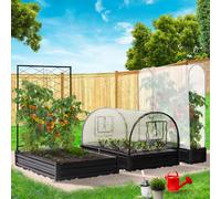 Idmarket Kit Complet 3 Bacs Métal Modulables Carrés Potager Et Serre À Tomates + Treillis + Housse