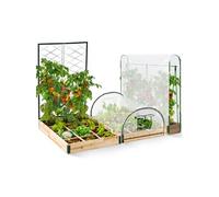 IDMARKET Kit complet 3 bacs modulables carrés potager et serre à tomates + treillis + housse