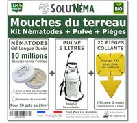 Kit Complet Anti-Mouche du Terreau - 10 Millions Nématodes SF + Pulvérisateur 5L + 20 Pièges Jaunes Collants XXL