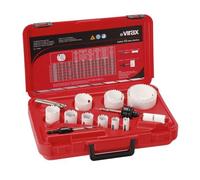 Kit complet Coffret 12 scies cloches Diam 16-19-22-25-29-32-35-38-44-51-64-76 mm Virax