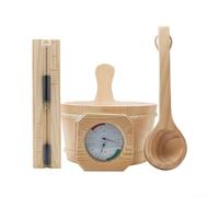 Kit complet d'accessoires de sauna en bois 4 litres seau cuillère sable horloge jauge pour bain vapeur traditionnel (noir)