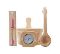 Kit complet d'accessoires de sauna en bois 4 litres seau cuillère sable horloge jauge pour bain vapeur traditionnel (rose)