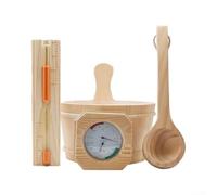 Kit complet d'accessoires de sauna en bois avec seau de 4 litres, cuillère, jauge d'horloge pour bain à vapeur traditionnel (orange)