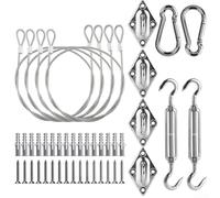 Kit complet de 44 fixations robustes en acier 304 avec câbles de 1,5 m pour jardin, pelouse, terrasse, voile d'ombrage triangulaire rectangulaire