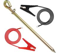 Kit complet de clôture électrique pour mise à la terre - Piquet en métal de 45 cm avec fils pour énergie solaire