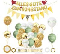 Kit Complet De Décoration De Retraite Avec Ballons En Latex Bannière De Lettres Dorées Guirlande Triangulaire Et Écharpe «[BB1466]