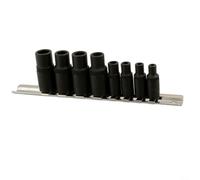 Kit complet de douilles de robinet comprenant 4 douilles 1/4" et 4 x 3/8" pour tarauds filetés de 1,5 mm à 12 mm en acier au chrome vanadium très résistant avec profil carré spécial pour une prise en