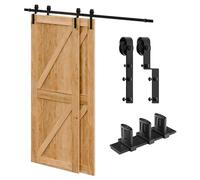 Kit complet de ferrures de porte coulissante Bypass pour 2 portes en bois de 92 cm de large - 200 cm - Noir