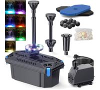 Kit Complet De Filtre De Bassin Avec Pompe 2500 L/H 40 W Et Lumière Led Rvb, Pompe De Bassin Pour Eau Propre Et Entretien Des Jeux