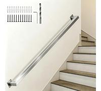 Kit complet de main courante d'escalier murale en acier inoxydable 304, barre d'appui de sécurité pour rampe d'escalier industrielle pour marches intérieures et extérieures(2.1m)