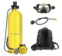 Kit complet de mini bouteille de plongée 4L - Autonomie : 40 à 60 minutes - Pression : 200 bars (3000 PSI) - Pompe électrique - Masque facial complet - Jaune