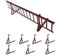 Kit Complet de Pare-Neige 3,0 m, avec 7 Supports pour toitures Plates (tôle trapézoïdale, Feutre bitumé, bardeaux, tôle Plane) - Hauteur: 20 cm - RAL 3009 Rouge châtaigne