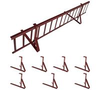 Kit Complet de Pare-Neige 3,0 m, avec 7 Supports pour toitures Plates (tôle trapézoïdale, Feutre bitumé, bardeaux, tôle Plane) - Hauteur: 15 cm - RAL 3009 Rouge châtaigne