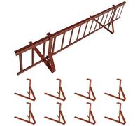 Kit Complet de Pare-Neige 3,0 m, avec 8 Supports pour toitures Plates (tôle trapézoïdale, Feutre bitumé, bardeaux, tôle Plane) - Hauteur: 15 cm - RAL 8004 Rouge Brique
