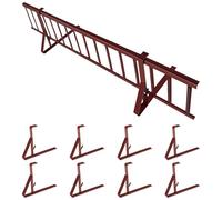 Kit Complet de Pare-Neige 3,0 m, avec 8 Supports pour toitures Plates (tôle trapézoïdale, Feutre bitumé, bardeaux, tôle Plane) - Hauteur: 20 cm - RAL 3009 Rouge châtaigne
