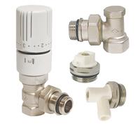 Kit complet de robinet de radiateur thermostatique équerre blanc 1/2" Somatherm