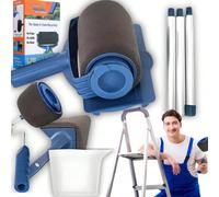 Kit complet de rouleau à peinture avec plateau & perche d'extension - Rouleaux à peinture, ensemble de pinceaux pour mur, plafond & peinture intérieure de la maison ✨ KIT DE PEINTURE 6 EN 1 : ROULEAU 