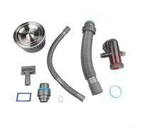 Kit complet de vidange d'évier à double vasque de couleur grise avec système de siphon anti-odeurs pour double évier de cuisine en acier inoxydable et ensemble de tuyauterie en polypropylène pour