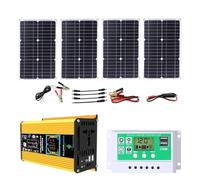 Kit Complet d'onduleur Solaire 6000W avec Panneau 100W et contrôleur 50A | Équipé d'un écran LCD intelligent et de deux ports de chargement USB(Yellow,12V-110V)