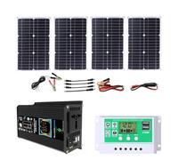 Kit Complet d'onduleur Solaire 6000W avec Panneau 100W et contrôleur 50A | Équipé d'un écran LCD intelligent et de deux ports de chargement USB(Black,12V-110V)