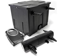 Kit complet : Filtre de bassin CBF-350, adapté aux bassins jusqu'à 12000 litres. Système de filtration pour bassin, type filtre à circulation. Pompe pour bassin NEO10000 SuperECO, débit de 10000 litre