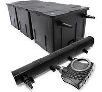 Kit complet : Filtre de bassin CBF-350C, jusqu'à 90 000 litres. Système de filtration pour bassin, type filtre à circulation. Pompe pour bassin NEO10000 SuperECO, 10 000 litres/heure, 80W. Clarificate
