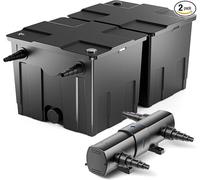 Kit complet : filtre pour étang CBF-350B, jusqu'à 60 000 litres. Système de filtration pour étang, conçu comme filtre à circulation. Clarificateur UV CUV-224, avec une puissance UV-C de 24 watts