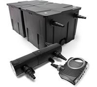 Kit complet : filtre pour étang CBF-350B, jusqu'à 60 000 litres. Système de filtration pour étang de type filtre à circulation. Pompe pour étang NEO10000 SuperECO, débit de 10 000 litres/heure, puissa