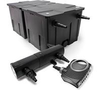 Kit complet : filtre pour étang CBF-350B, jusqu'à 60 000 litres. Système de filtration pour étang de type filtre à circulation. Pompe pour étang NEO10000 SuperECO, débit de 10 000 litres/heure, puissa