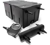Kit complet : filtre pour étang CBF-350B, jusqu'à 60 000 litres. Système de filtration pour étang de type filtre à circulation. Pompe pour étang NEO10000 SuperECO, débit de 10 000 litres/heure, puissa