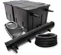 Kit complet : filtre pour étang CBF-350B, jusqu'à 60 000 litres. Système de filtration pour étang, type filtre à circulation. Pompe pour étang NEO10000 SuperECO, 10 000 litres/heure, 80W. Clarificateu