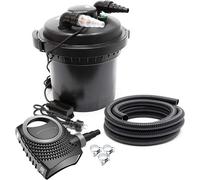 Kit complet : filtre pour étang CPF-280, adapté aux étangs jusqu'à 8000 litres, avec lampe UV-C de 11 watts pour la clarification de l'eau, pompe pour étang NEO6000 SuperEco, débit de 6000 l/h, puissa