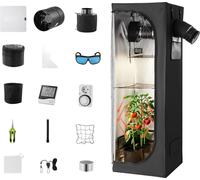 Kit complet Growbox - Tente de culture 60 x 60 x 180 cm - Lampe LED à spectre complet pour plantes - Système d'évacuation d'air et de ventilation - Mylar 600D hautement réfléchissant - Pour fleurs et
