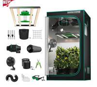 Kit complet Growzelt - 100x100x180 cm. Comprend : lampe LED à spectre complet, variateur d'intensité, ventilateur de 15 cm, système d'extraction avec filtre à charbon actif, connecteur RJ12